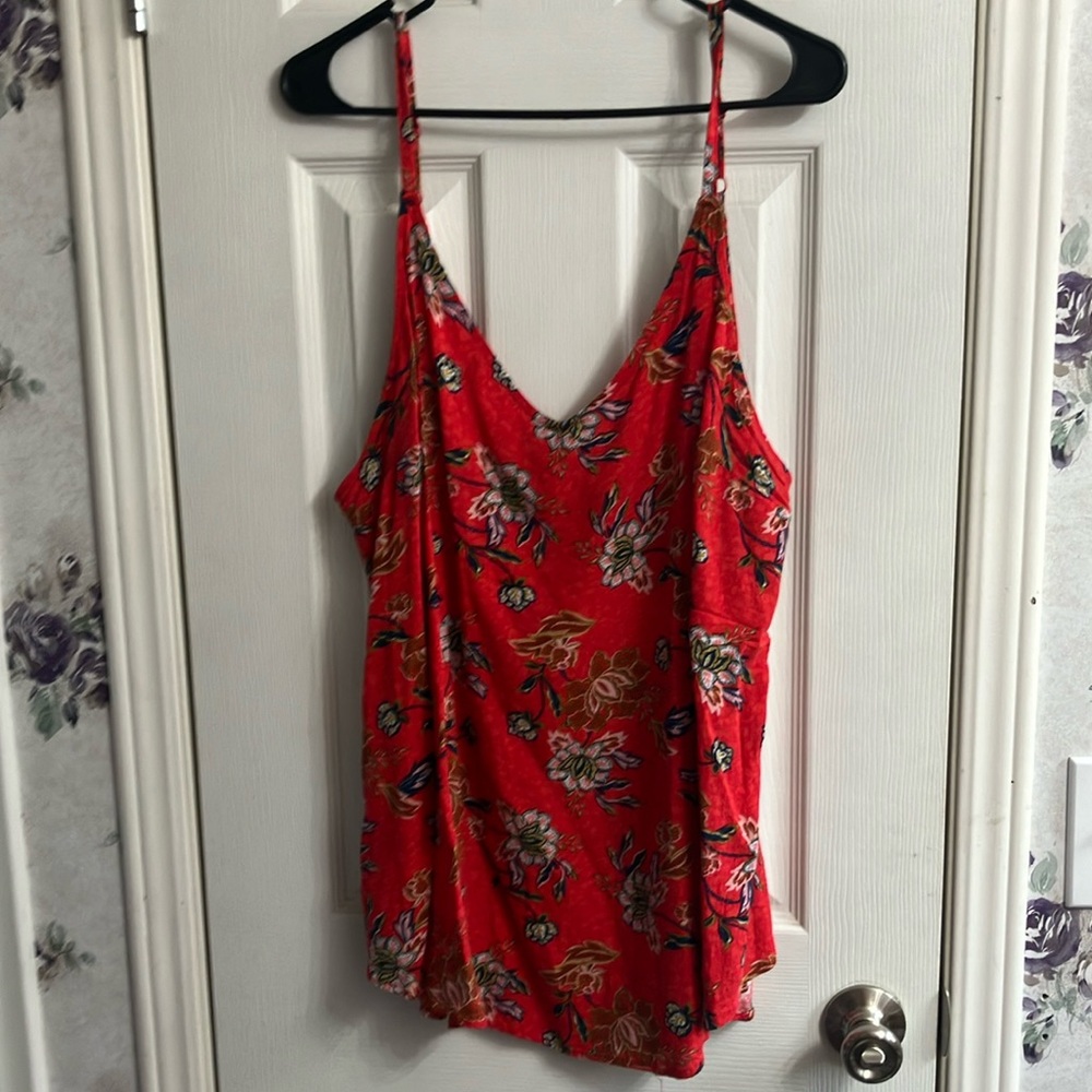 A 3X coral Cami with a flower print